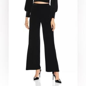 Aqua Black Wide Leg Pants High-Rise Streamlined velvet pants size S
